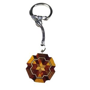 Wooden Small Keychain Crafts Star Design Quilting